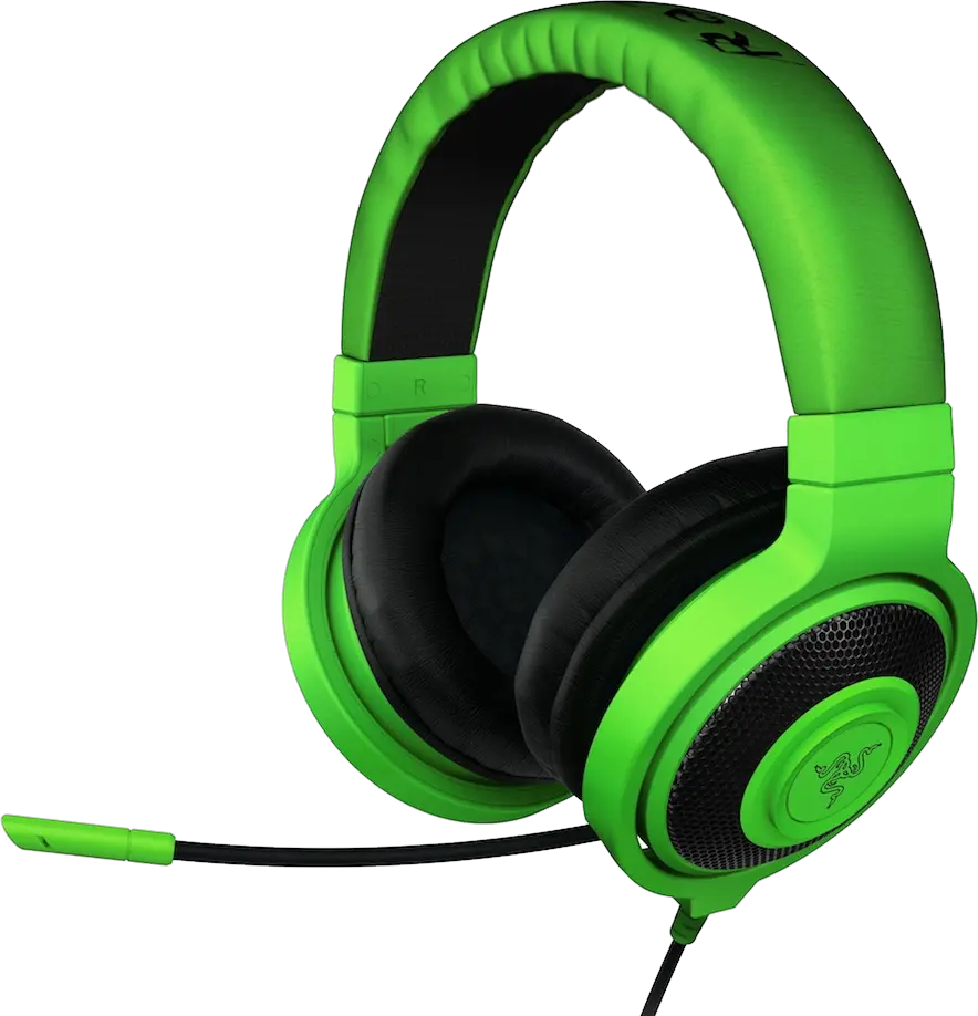 Green headphones PNG image