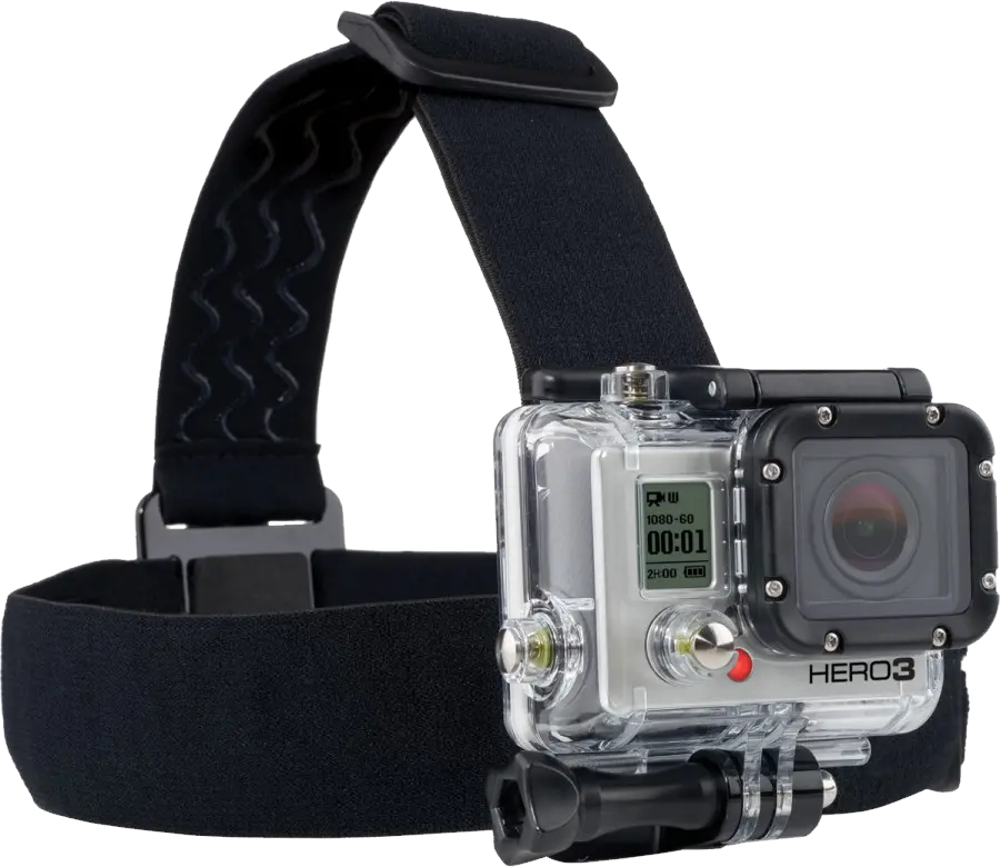 GoPro camera with head strap PNG
