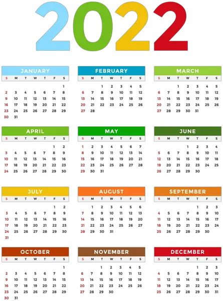Calendar 2022 year PNG