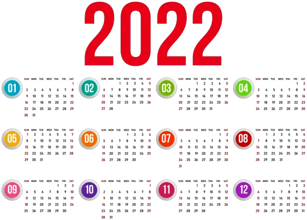 Calendar 2022 year PNG