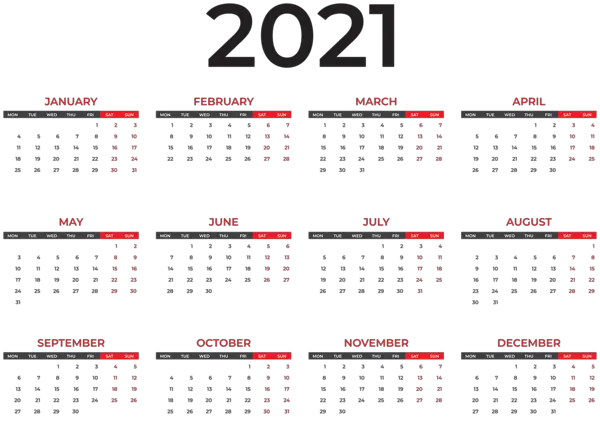 Calendar 2021 year PNG
