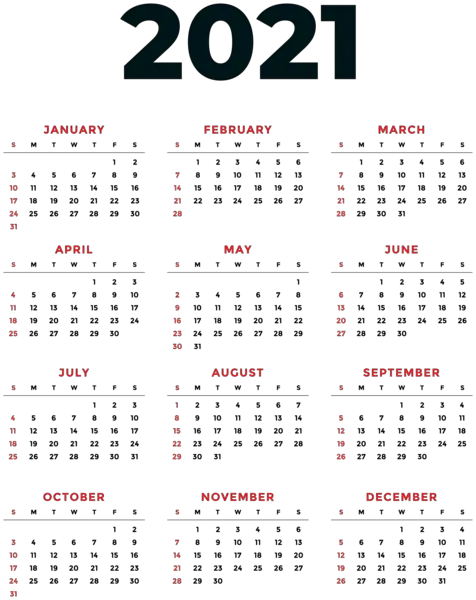 Calendar 2021 year PNG