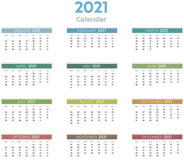 Calendar 2021 year PNG