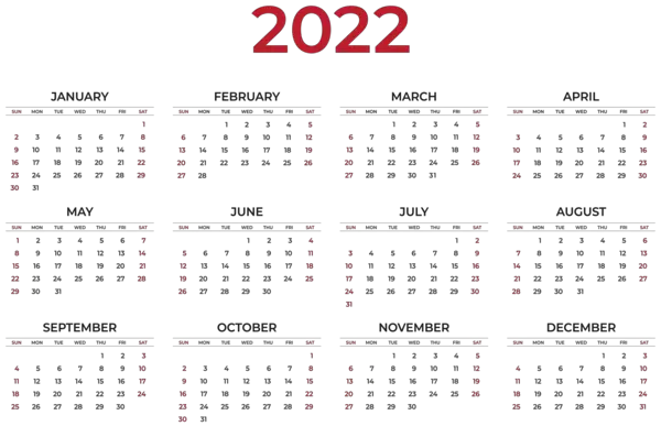 Calendar 2022 year PNG