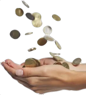 Falling money in hand PNG