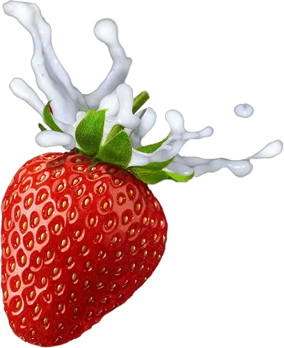 Strawberry with milk splashes PNG