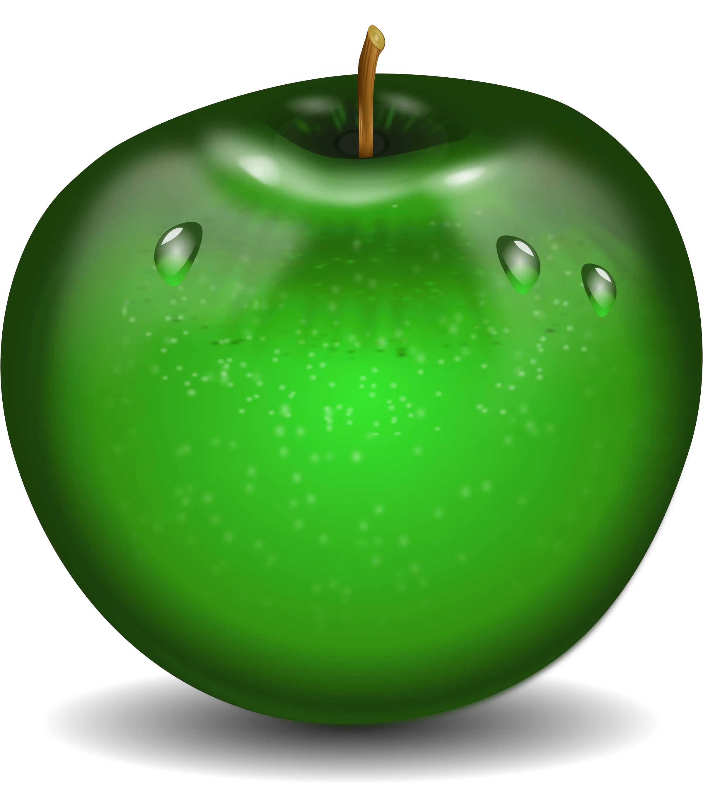 Green apple with water drops PNG